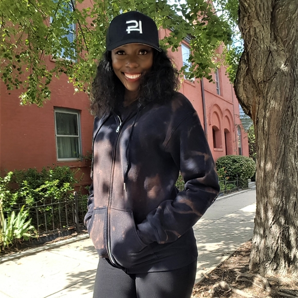 Sale!"Bleached Out" Black Unisex Hoodie - Picture 3 of 5